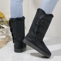 Botas De Nieve Clásicas De Peluche Para Mujer Botines De Piel De Oveja Calientes Invierno Nuevo 2024 Botines De Almohadilla De Poliuretano Suela De Madera Botas De Rodilla Alto Material De Suela De Terciopelo - details 8