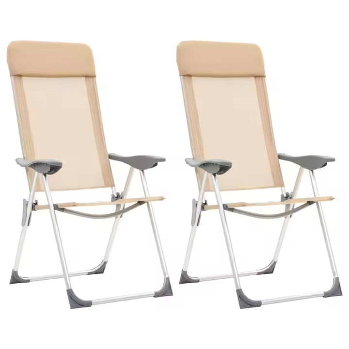 vidaXL 2x Sillas de Camping Plegables Aluminio Senderismo y Acampada Color Crema,  Gris,  Marrón y mas - 1