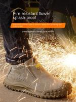 Botas De Seguridad Para Hombre Antideslizantes Indestructibles Zapatos De Trabajo Con Punta De Acero Resistente a Golpes Y Colisiones Cuero Sintético Y Malla - details 5
