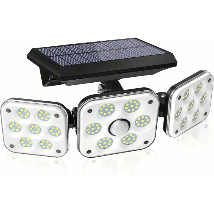 Luces solares LED para exteriores, luz de seguridad con sensor de movimiento, ángulo amplio de 270°, 3 modos de iluminación, IP65, resistente al agua, luz de pared solar. - 1