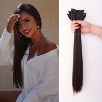 Extensiones De Cabello Sintético Clip in Natural Recto 20 Pulgadas 3 Piezas Negras Marrones Oscuros Para Mujeres Y Niñas - details 0