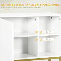 kleankin Armario de Pared para Baño Armario Colgante de Baño con Puerta Estante Ajustable y Almacenamiento Inferior para Pasillo Cocina Salón 60x20x51 cm Blanco - details 4