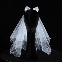 Velo De Novia Blanca Con Estilo Clásico Dos Capas De Tela Con Diamantes Largo Del Brazo Y Lazo Para Mujeres Vestido De Novia - details 4