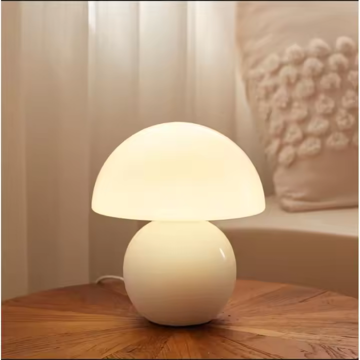 Lámpara pequeña con forma de Hongo, lámpara de Mesa para Mesita de Noche, decoración estética para el hogar, para Niña GIFT, color Blanco. - 1