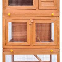 vidaXL Casa de animales pequeños jaula conejera 3 niveles madera - details 4
