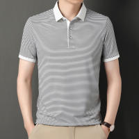 Camisa Polo De Punto Para Hombre 2024 Con Estampado De Rayas Algodón Transpirable Y Cómoda Para Negocios Casual Estilo Moderno - details 10