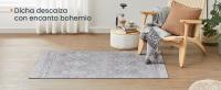 SONGMICS HOME Alfombra, 80 x 150 cm, Alfombra Antideslizante, Decoración del Hogar, para Salón, Dormitorio, Lavable a Máquina, Estilo Moderno, Gris Paloma/Beige Capuchino - details 0
