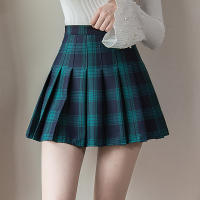 Mini Falda Plisada De Cintura Alta En Cuadros Para Mujer Estilo Harajuku A-line Preppy Slim De Terciopelo Polyester Para Otoño - details 4
