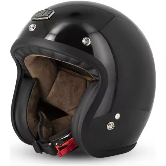 Gasoline Bandit - Casco Jet Cafe Racer Gasoline Negro Brillo - Cascos Jet, Carcasa Policarbonato, Relleno Multi-densidad - 1