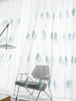 Cortina De Ventana De Tela 100% Poliéster Estilo Nórdico Sencillo Y Moderno Con Bordado Pequeño Árbol Diseño Fresco Hasta El Piso - details 3