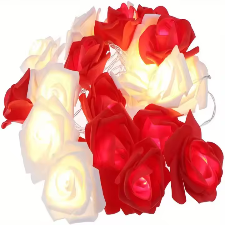 Luces De Rosas Románticas Con 10/20 LED Para Decoración De Bodas Y Fiestas Guirnalda De Flores Artificiales Lámpara Nocturna De Fairy Light - 1