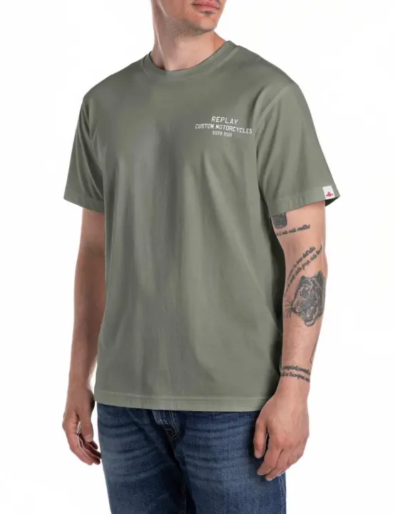 Camiseta Replay verde letras espalda manga corta para hombre - 1