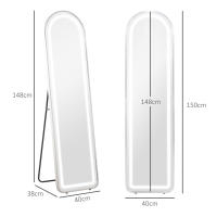 HOMCOM Espejo de Cuerpo Entero con Luces LED 150x40 cm Espejo de Pie o de Pared con Marco de Aleación de Aluminio Iluminación de 3 Colores Función de Memoria y Táctil Inteligente Plata - details 2
