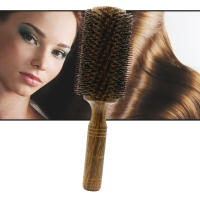 Cepillo De Pelo Redondo Profesional Con Cerda De Jabalí Para Mujeres Y Hombres Cepillo De Peluquería Para Estilizar El Cabello Material De Madera - details 0