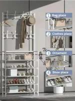 Estante De Zapatos Multi-Nivel Con Gancho Organizador De Ropa Y Zapatos De Pie En El Suelo Almacenamiento Con Gancho Para Zapatillas - details 1