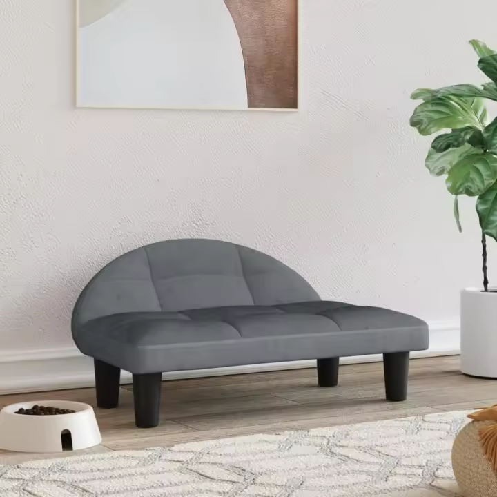 vidaXL Cama para perros de terciopelo gris oscuro 70x52x30 cm - 1