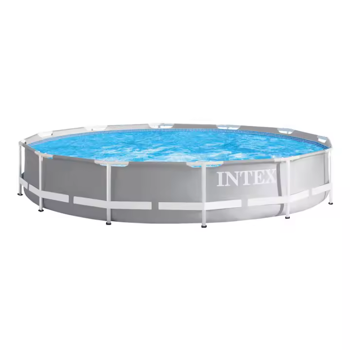 INTEX - Piscina desmontable redonda Prism Frame de hasta 4 metros de diámetro, con y sin depuradora, color gris, resistente y duradera, +6 años, 30 min. montaje, piscinas desmontables, piscinas familiares - 1