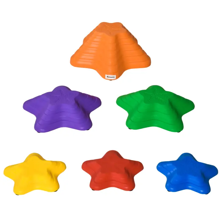 Outsunny Piedras de río, 6 piezas. Piedras de equilibrio, juego de equilibrio, piedras apilables antideslizantes, los escalones pueden soportar hasta 80 kg, para niños de 3 a 8 años, coloridos - 1