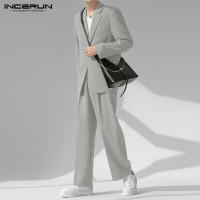 INCERUN Conjunto De Hombre 2024 Estilo Coreano Chaqueta Larga Y Pantalones Casual Streetwear Masculino Dos Piezas S-5XL Solido - details 5