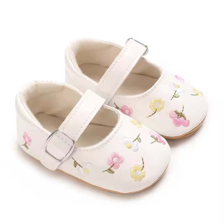 Nuevos Zapatos De Bebé Para Niñas Mary Jane Planos Con Bordado Antideslizantes De Goma Talla 0-18M Zapatos De Princesa Para Recién Nacidos - 1