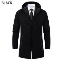 Chaqueta De Punto Para Hombre Con Capucha Y Forro De Plush Thicken Cardigan De Invierno Estilo Casual Cierre De Cremallera Manga Larga Color Sólido - details 6