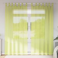 vidaXL Cortinas de gasa con trabillas 2 uds. en color Marrón/Verde manzana/Crema y más | protección solar decorativa para ventanas hogar oficina dormitorio fácil de instalar - details 1