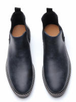 Botas Chelsea Retro Para Hombre 2024 Comodidad Moda Cuero Sintético Botas De Tobillo Encima De La Rodilla Material De Suela TPR - details 2