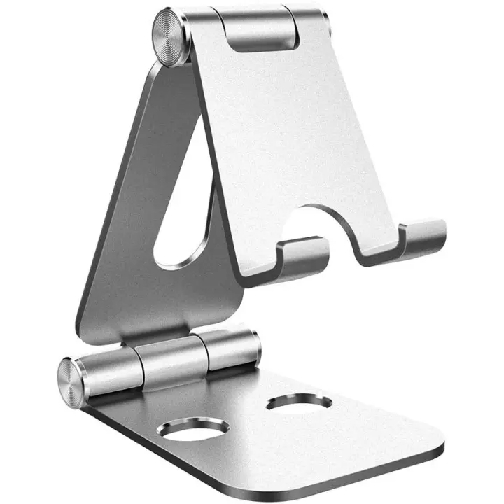 Soporte para tableta, doble soporte plegable de aluminio, soporte universal para teléfono, compatible con iPhone, iPad y todos los dispositivos de 4 a 10 pulgadas. - 1