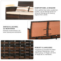 Outsunny Rattan Garden Lounge Sofá de Tres plazas con revestimientos, Estructura de Maple, MARRON, 68x173x78 cm, ideal para Terrazas y Jardines - details 1