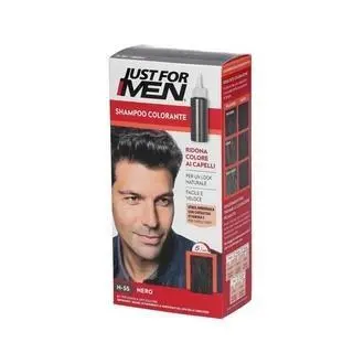 Just For Men Color Shampoo H55 Black para Cabello, Barba y Bigote - 1