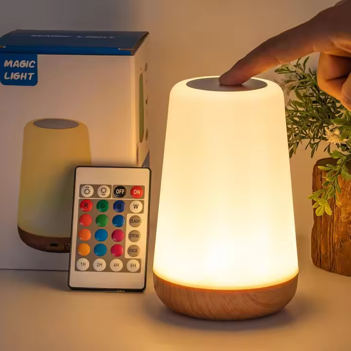 Lámpara De Mesa LED Táctil Con Luz Nocturna Recargable Por USB Control Remoto Dimmer Y Modos De Color Multicolor Para Dormitorio - 1