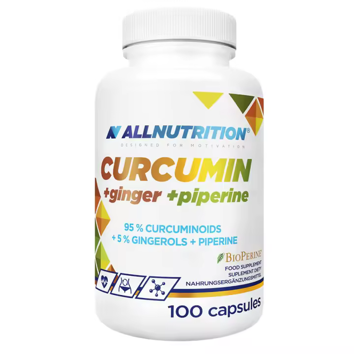 CÚRCUMA + JENGIBRE + PIPERINA 100 cápsulas - ALLNUTRITION - 1