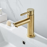 Grifo De Baño De Cobre Soldado Grifo De Mesa Suelta Mezclador De Agua Caliente Y Fría Tapa De Oro Pulido Manillar Único Montaje En La Superficie - details 5