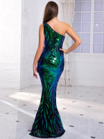 Vestido De Fiesta Romagic De Encaje Con Flor Y Lentejuelas De Hombro Solo Vestido Largo Para Mujer Sin Mangas Elástico Para Bodas Y Noches Elegantes - details 8