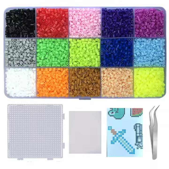 Kit De Puzle 3D De Hama Bolas Melting 15 Colores 5mm / 2.6mm Arte Pixel DIY Juguete De Fusión Para Manualidades Regalo Para Niños - 1