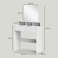 Makeup Vanity with Mirror, Dressing Table with 2 Drawers, 3 Open Compartments, Makeup Table for Small Spaces, Bedroom, 75x38x135 cm, White - details 1
