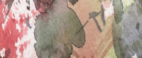 Cuadro decorativo abstracto horizontal grande Huellas del tiempo"  145x60 170x70 Lienzo de acuarela Tierra tostada rosado verde beige Arte contemporáneo Moderno Huellas salones Ref ANA DURAN A 372 - details 0