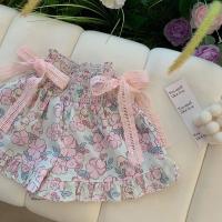 Conjunto De Ropa Para Bebé Niña Bear Leader Verano Sin Mangas Con Encaje Y Bow Flower Print Shorts Estilo Casual Material Algodón Y Poliéster - details 6
