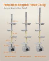 Árbol para Gatos, Torre de Suelo a Techo, Altura Ajustable 231-291 cm, Alto y Multinivel, Diámetro 11 cm, Gruesos Postes, Cueva, Hamaca, Plataforma - details 11