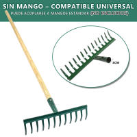 EasySpeed Rastrillo de Jardín 14 Púas, Rastrillo Metálico Uso Profesional y Doméstico, Recogedor Hojas, 14 Dientes, 35x15x7cm Ancho, Sin Mango,Verde (Sin Palo) - details 4