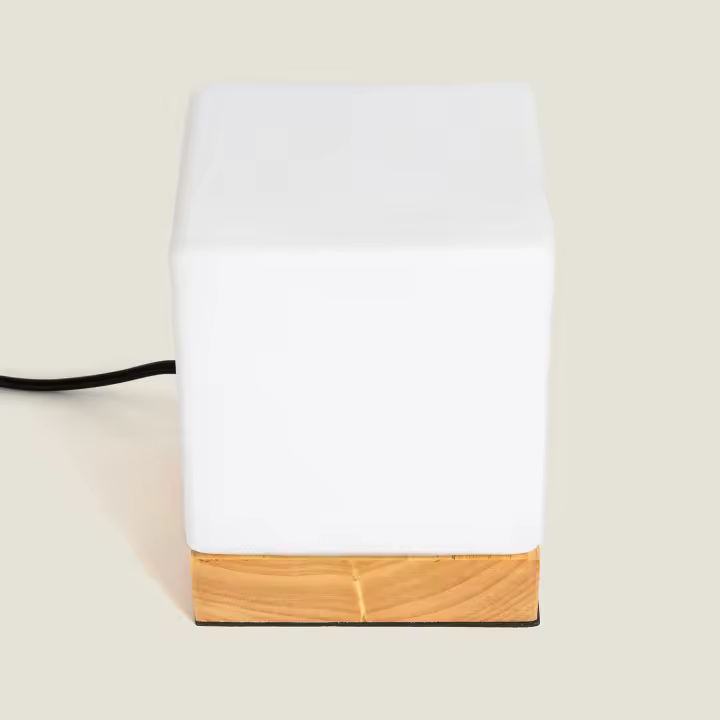 Ledkia Lámpara de Mesa de Madera y Cristal Retilles Blanco - 1