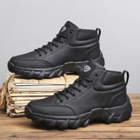 Zapatos De Correr Para Hombre Antideslizantes Hechos a Mano En Cuero Casual Botas De Tobillo Transpirables Zapatillas De Caminar Con Cordones Ligeros - details 2