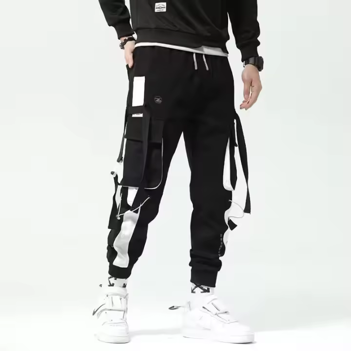 Overoles De Verano Finos Para Hombre Con Gran Bolsillo Tendencia Ins Marca Pantalones Casuales De Cintura Media Largo Hasta El Tobillo - 1