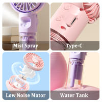Ventilador Portátil Mini Con Humidificador USB Recargable Para Viajes Y Exteriores Pequeño Y Portátil Con Nieve De Agua - details 8