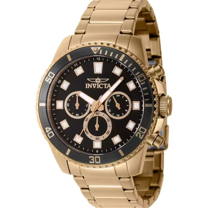 Reloj de pulsera Invicta Pro Diver - 46054 correa color: Oro amarillo Dial Latón Negro Hombre - 1