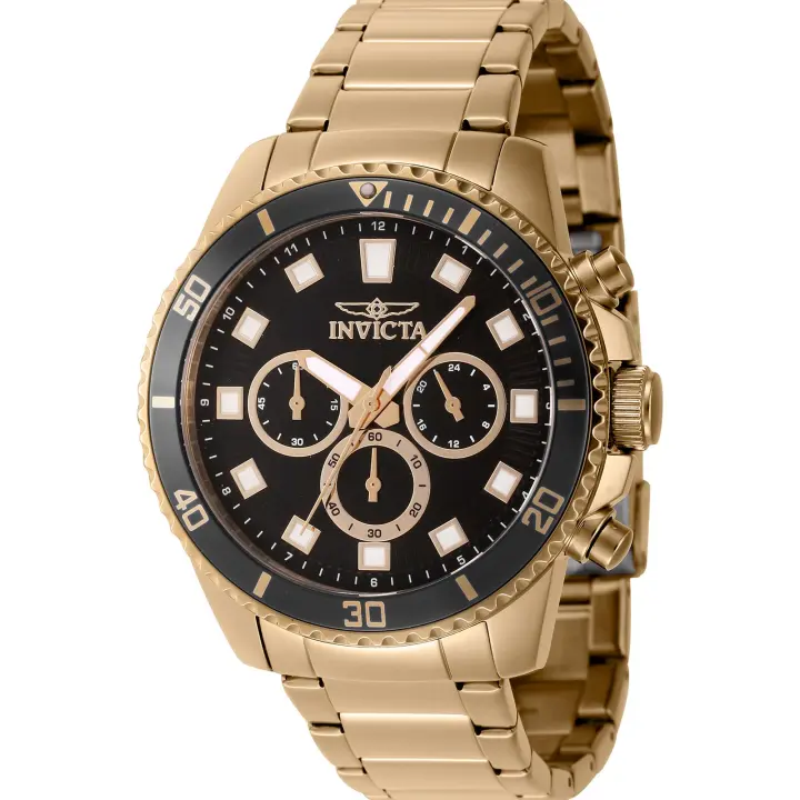 Reloj de pulsera Invicta Pro Diver - 46054 correa color: Oro amarillo Dial Latón Negro Hombre - 1