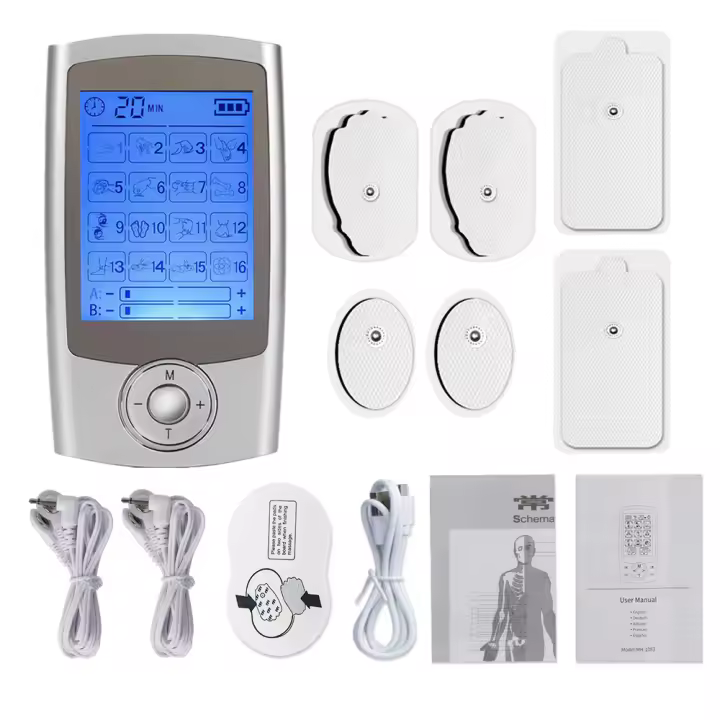 Estimulador Muscular Eléctrico Con 16 Modos Doble Canal EMS TENS Therapy Física Masajeador Corporal Electroestimulador Para Relajación - 1