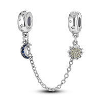 Cadenas De Seguridad De Plata Esterlina 925 Con Estrellas Luna Y Girasoles Pulseras DIY Accesorios De Joyería Espaciadores Cadena De Seguridad Para Pulseras Originales - details 0