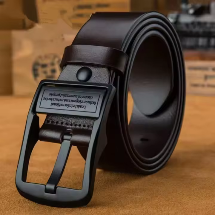 Leather Cowhide Men's Belt Fashion Metal Alloy Pin Buckle Adult  Jeans Business Casual Waist Male Strap Brand - 1