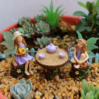 Juego De Decoración De Jardín Tema De Té De Verano Paisaje Simulación De Fae De Flores Escultura De Resina Para Jardín Al Aire Libre - details 0